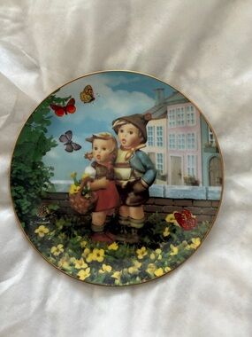 Vintage Hummel Style Decorative Collector Plate - Children & Butterflies